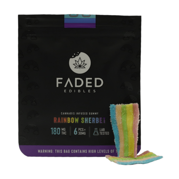 Faded Edibles – Rainbow Sherbet – 180mg | Buy Weed Packs Canada