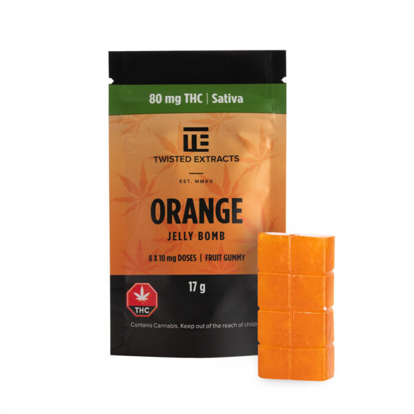Twisted Extracts – Orange Jelly Bomb – Sativa – 80mg THC | Buy Weed Packs Canada