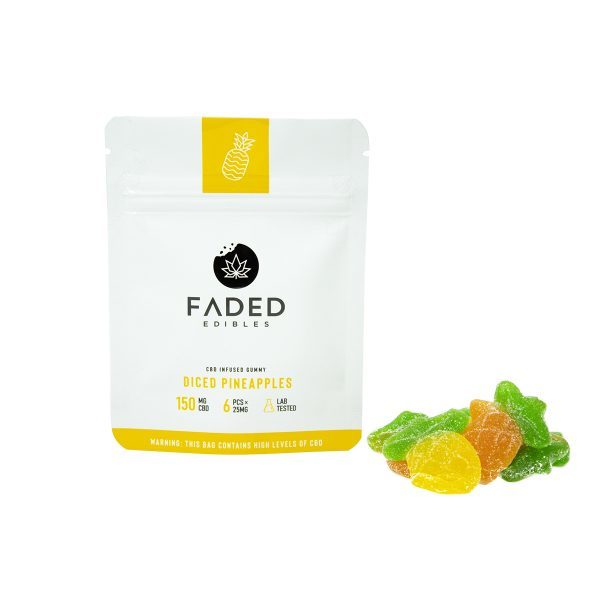 Faded Edibles – CBD 150mg Diced Pineapples | Buy Weed Packs Canada