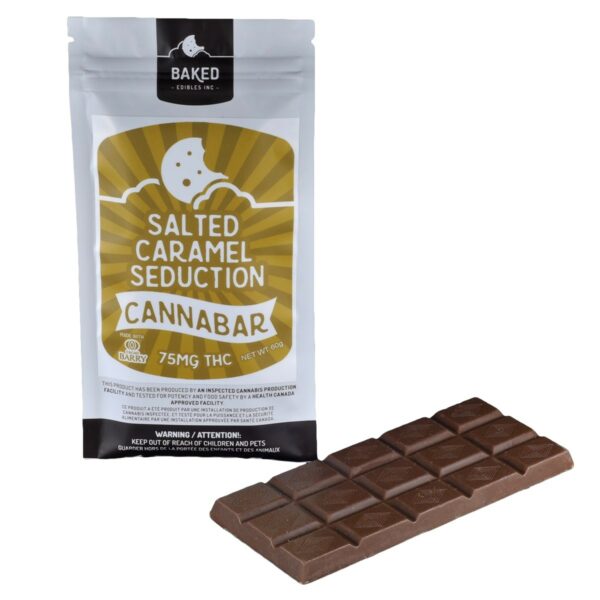 Baked Edibles – Chocolate Bar – Salted Caramel Seduction 75mg THC | Buy Weed Packs Canada