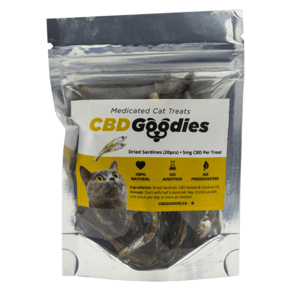 CBD Goodies – Medicated Cat Treats – Dried Sardines – 100mg CBD | Buy Weed Packs Canada