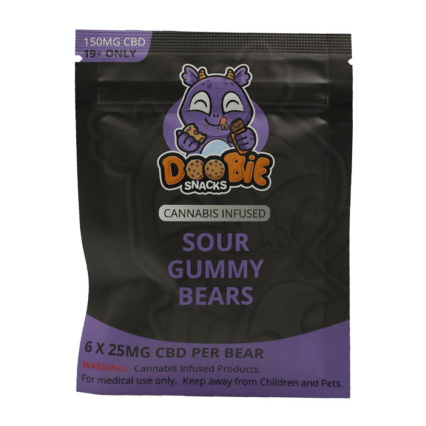 Doobie Snacks – CBD Sour Gummy Bears – 150mg CBD | Buy Weed Packs Canada