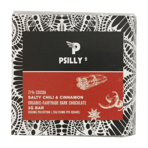 Psilly – Dark Chocolate Bar – Salty Chili & Cinnamon | Buy Weed Packs Canada