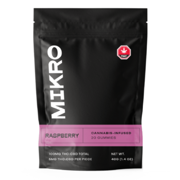 Mikro – 1:1 THC/CBD Gummies – 100mg – Raspberry | Buy Weed Packs Canada