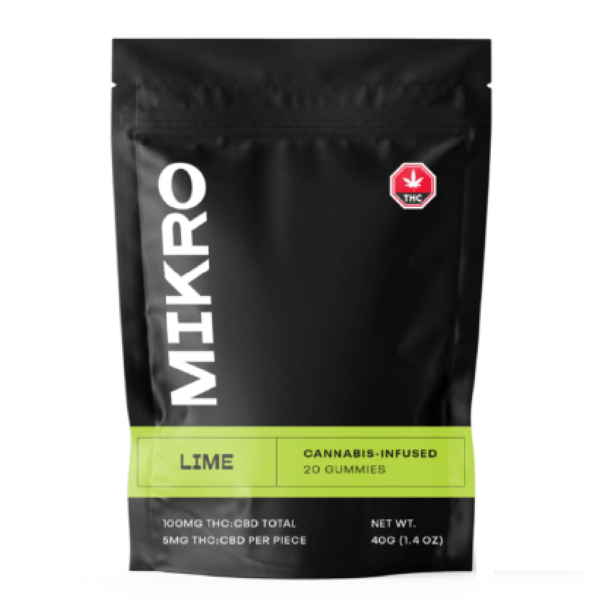 Mikro – 1:1 THC/CBD Gummies – 100mg – Lime | Buy Weed Packs Canada