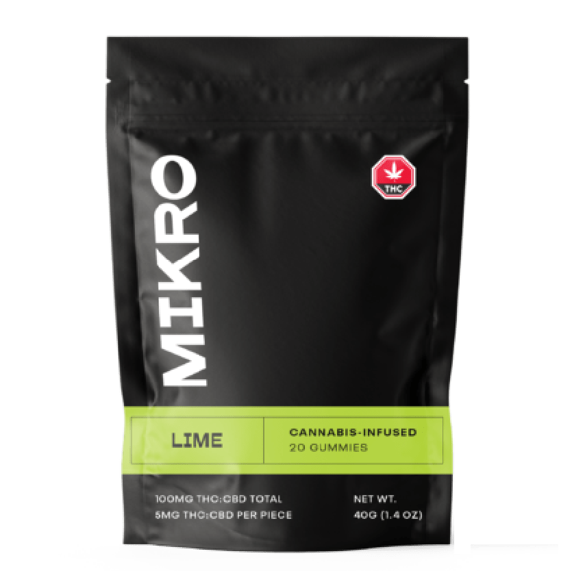 Mikro – 1:1 THC/CBD Gummies – 100mg – Lime | Buy Weed Packs Canada