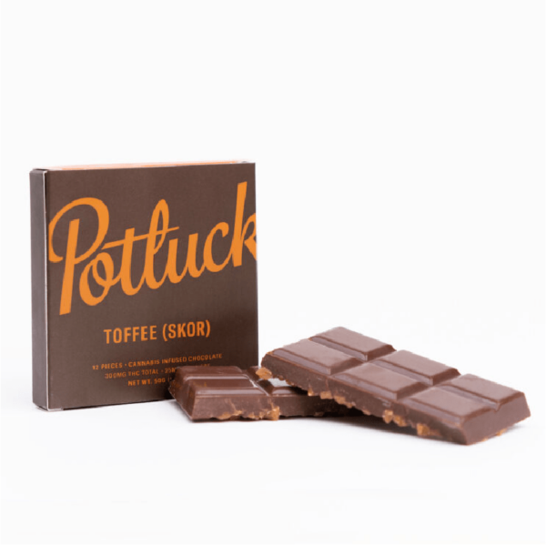 Potluck – Infused Chocolate – Toffee (Skor) – 300mg THC | Buy Weed Packs Canada