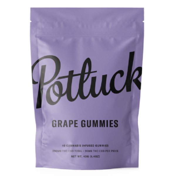 Potluck Extracts – Grape Gummies (1:1) – 100mg THC / 100mg CBD | Buy Weed Packs Canada