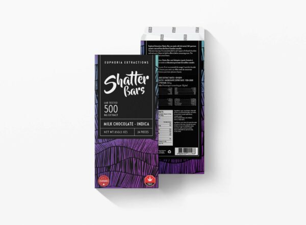 Euphoria Extractions – 500mg Shatter Bars – Milk Chocolate (Indica) | Buy Weed Packs Canada